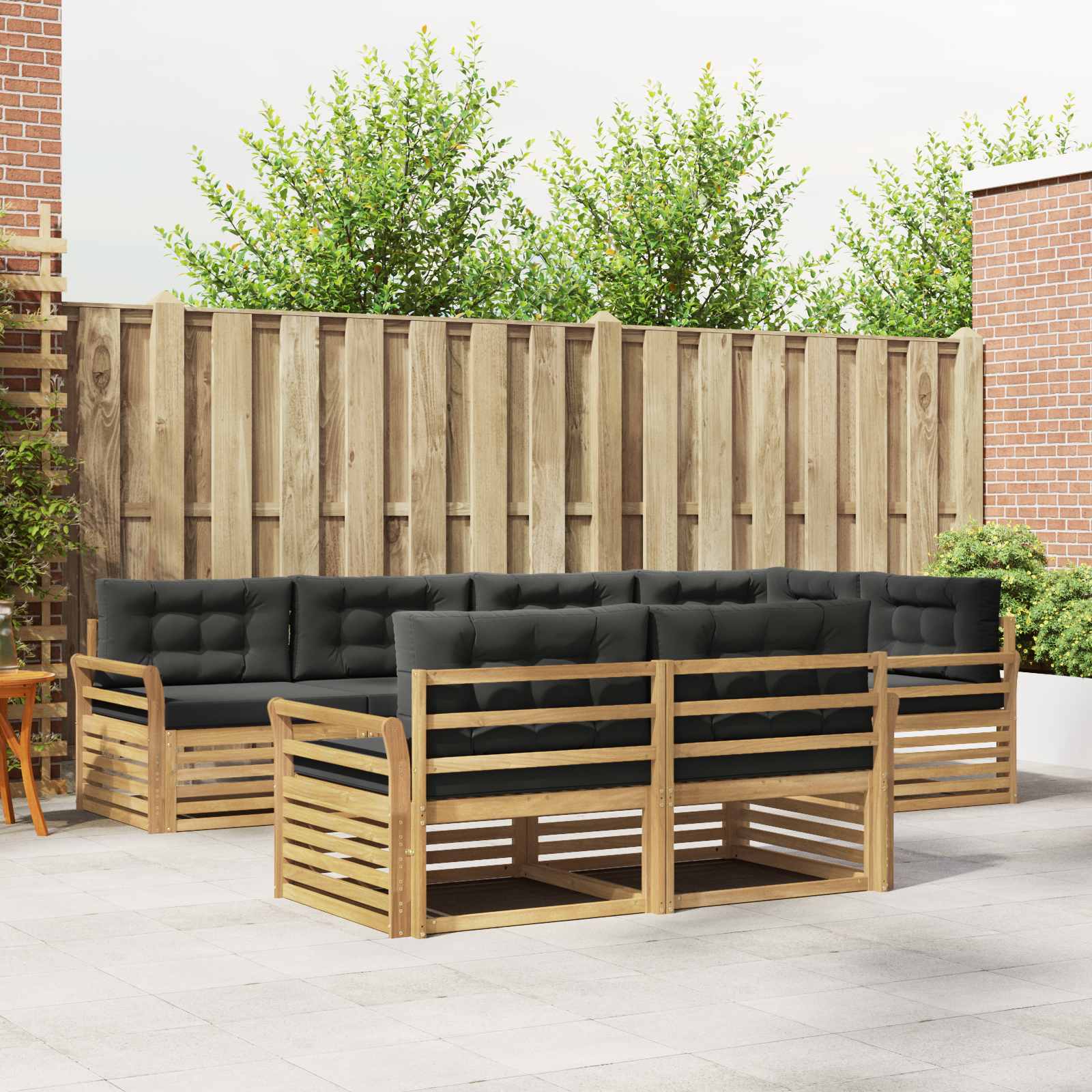 Outdoor-Sofagarnitur 7 pcs Weiß und Anthrazit