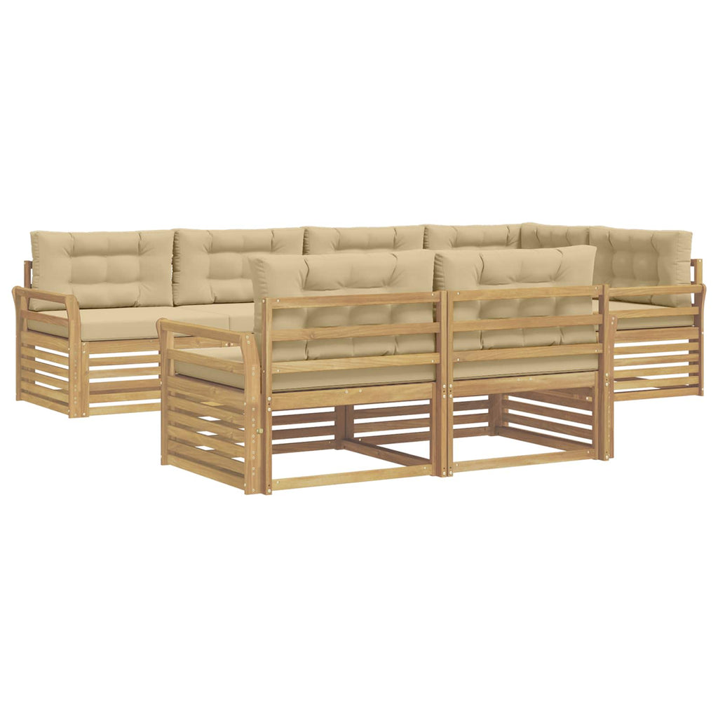 Outdoor-Sofagarnitur 7 pcs Weiß und Beige 329 x 170,5 x 73 cm