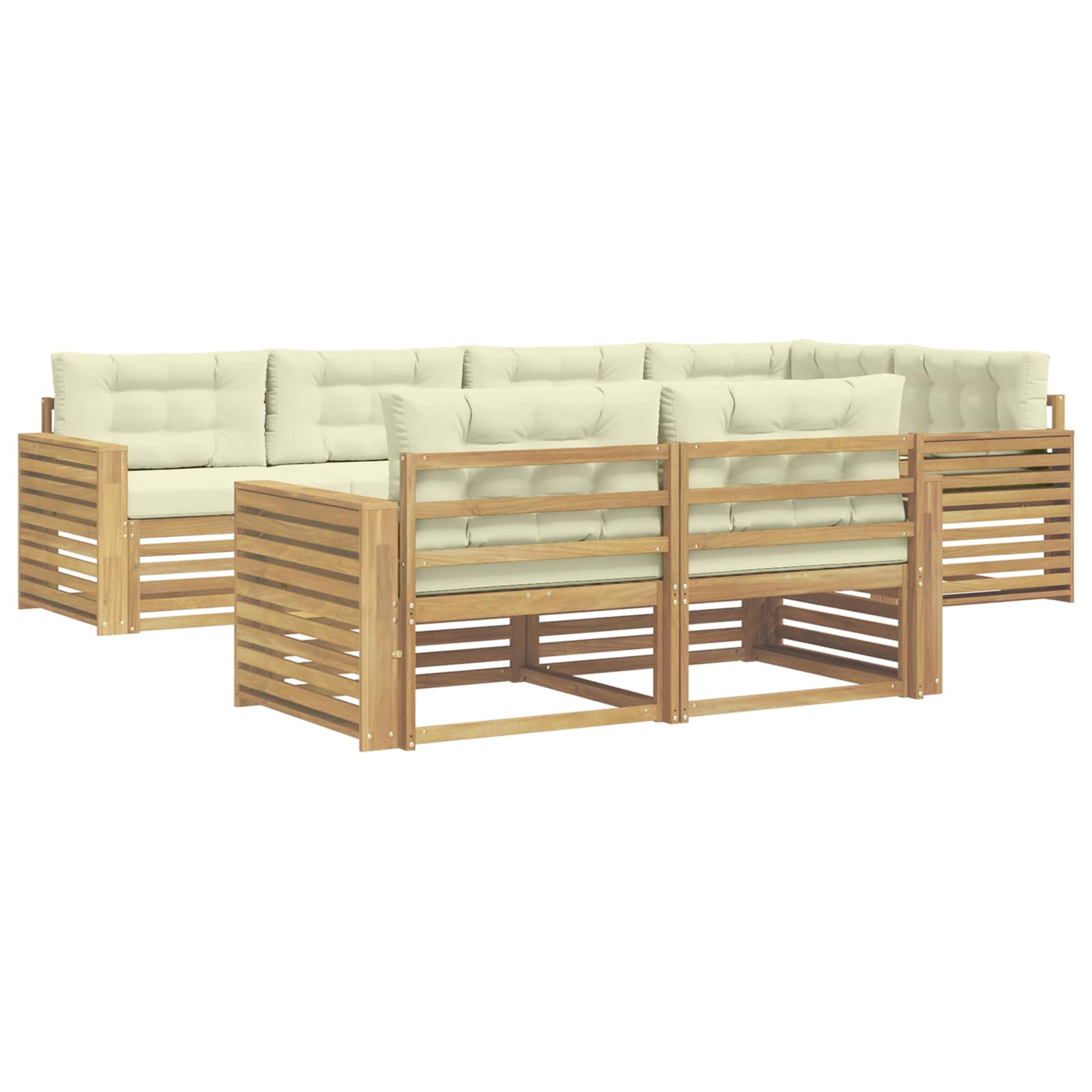 Outdoor-Sofagarnitur 7 pcs Weiß und Creme 331 x 172,5 x 73 cm