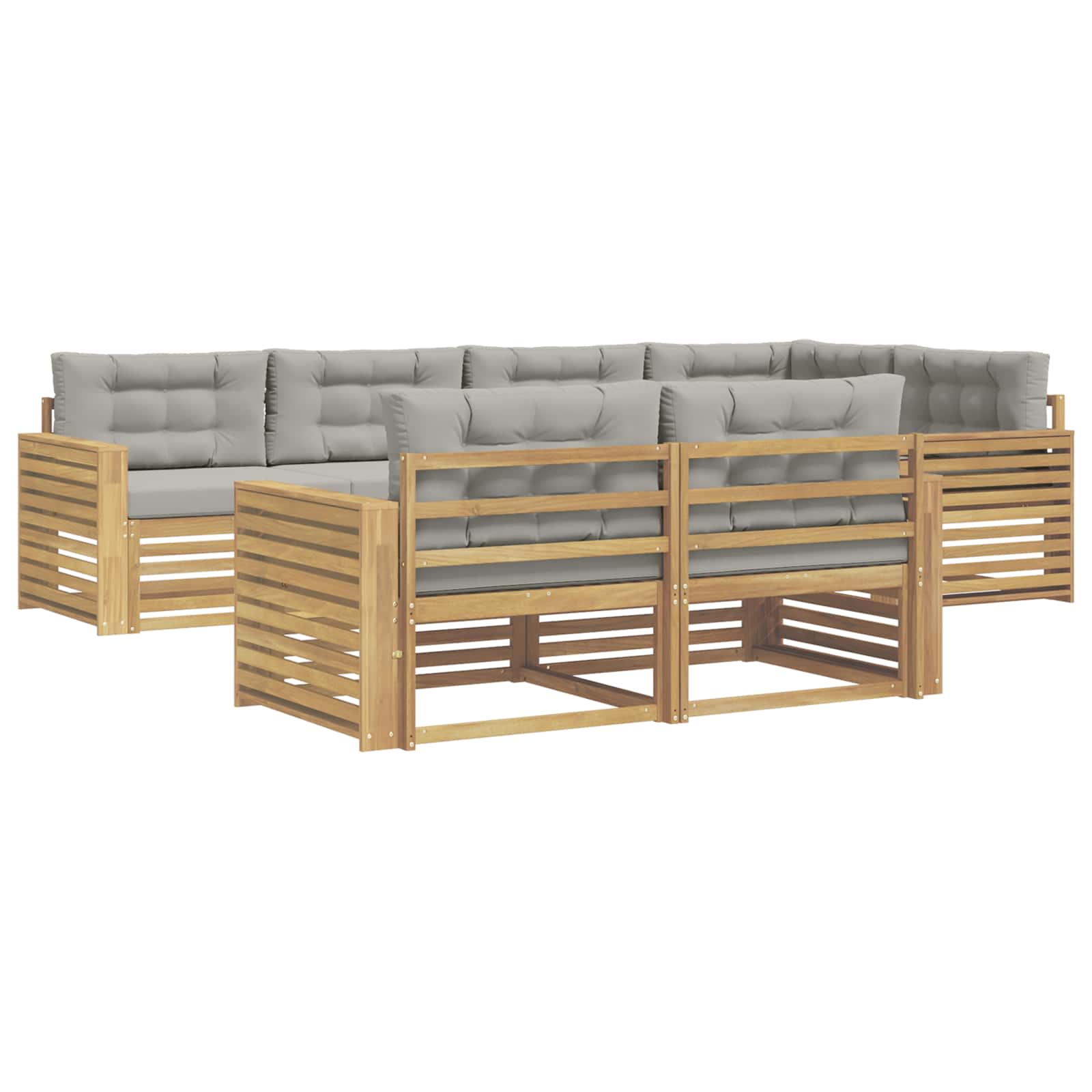 Outdoor-Sofagarnitur 7 pcs Weiß und Hellgrau