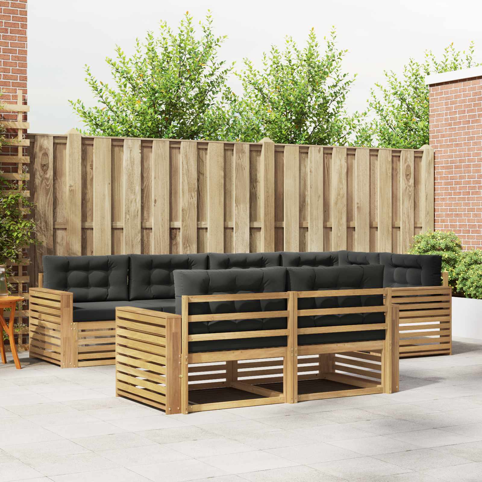 Outdoor-Sofagarnitur 7 pcs Weiß und Anthrazit
