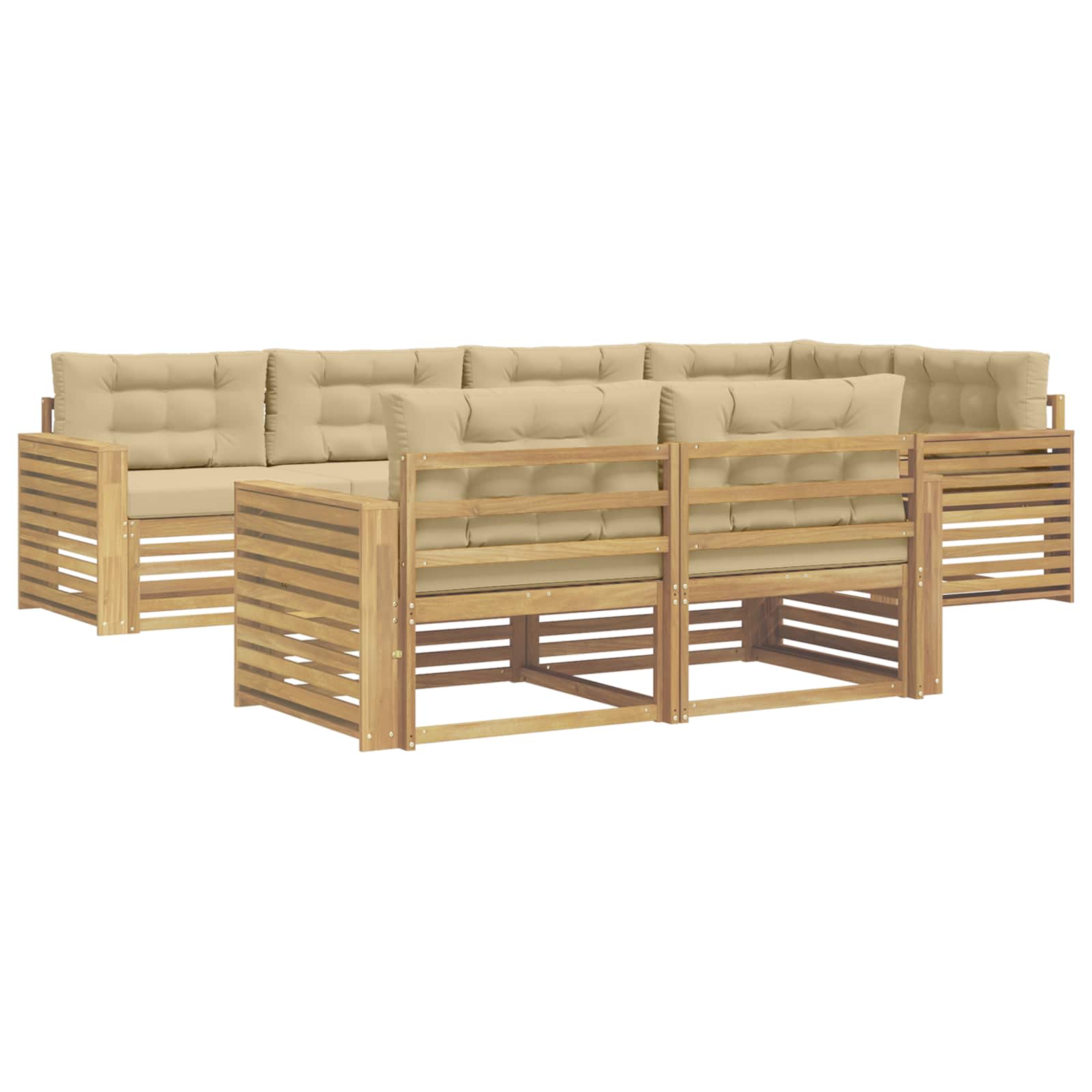 Outdoor-Sofagarnitur 7 pcs Weiß und Beige 331 x 172,5 x 73 cm