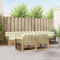 Outdoor-Sofagarnitur mit Kissen 7 pcs Weiß und Creme Polyester