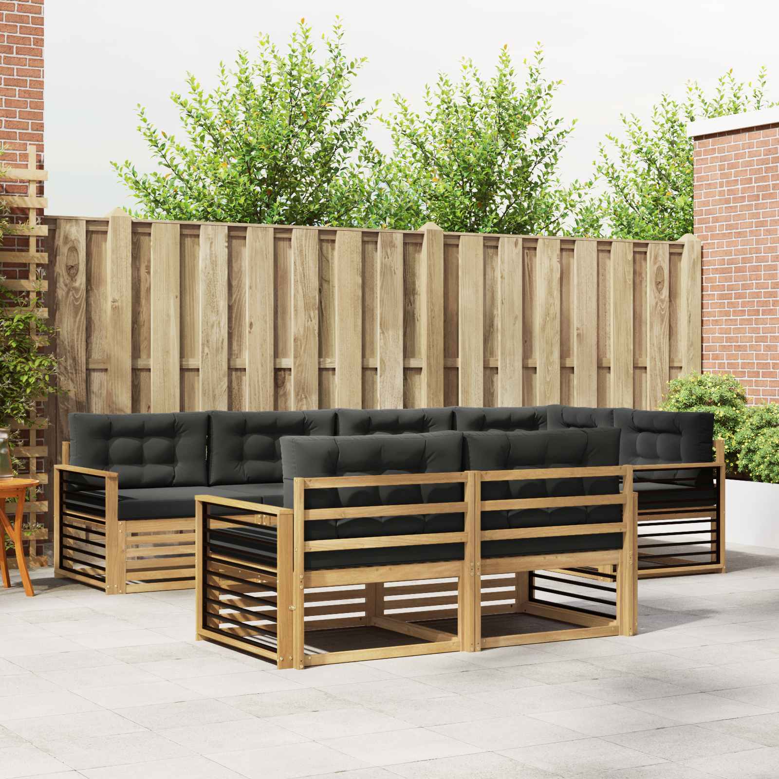 Outdoor-Sofagarnitur 7 pcs Weiß und Anthrazit Polyester