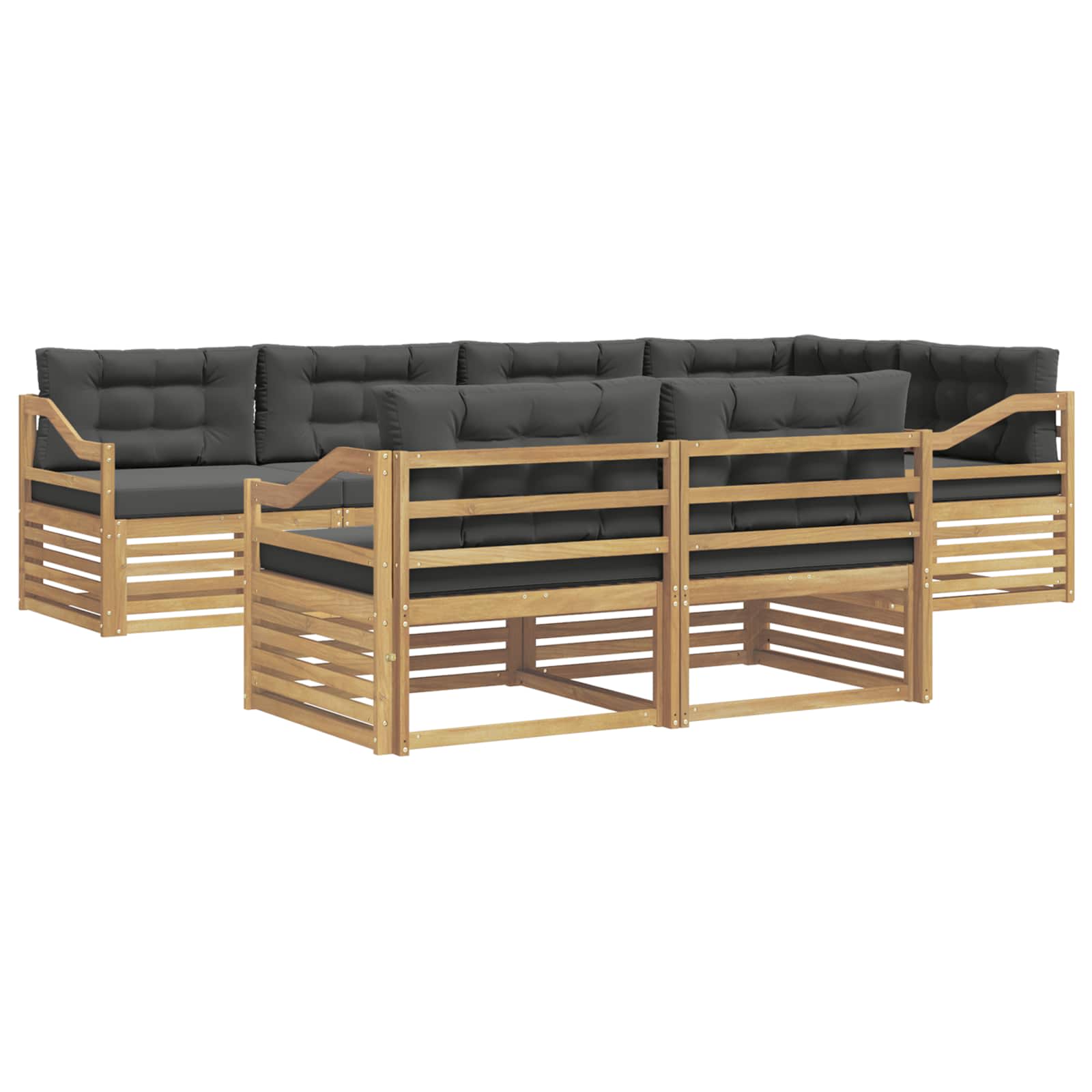 Outdoor-Sofagarnitur 7 pcs Weiß und Anthrazit Polyester