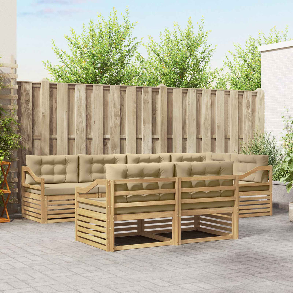 Outdoor-Sofagarnitur mit Kissen 7 pcs Weiß und Beige Polyester