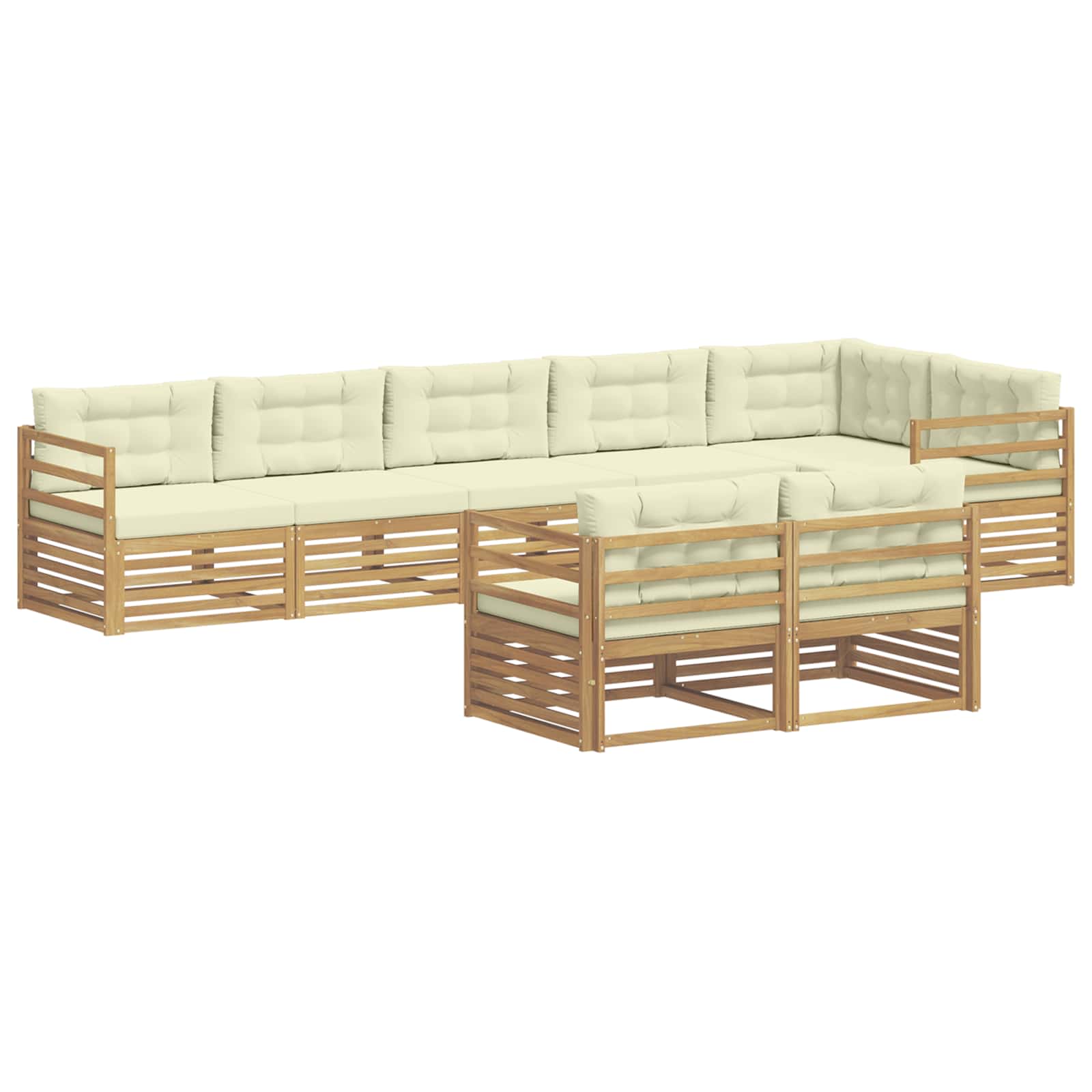 Outdoor-Sofagarnitur mit Kissen 8 pcs Weiß und Creme Polyester