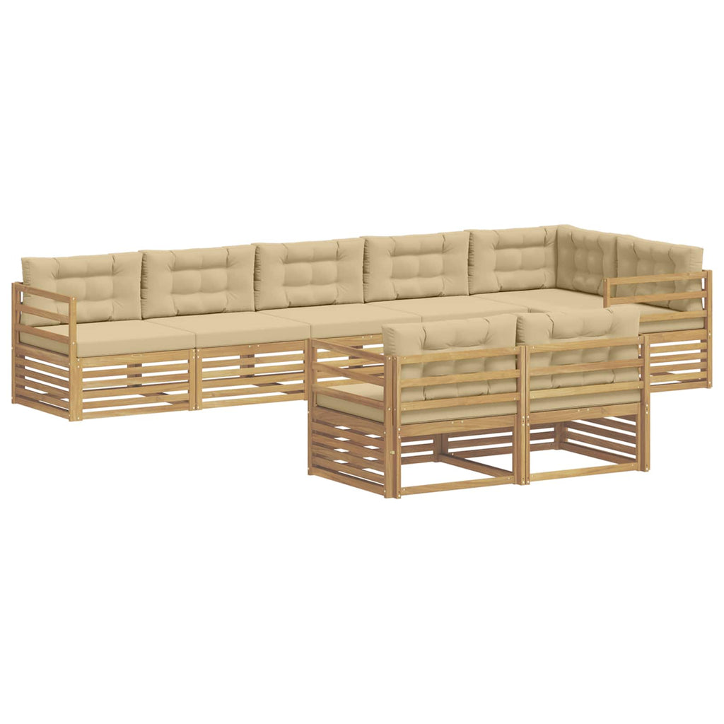 Outdoor-Sofagarnitur mit Kissen 8 pcs Weiß und Beige Polyester