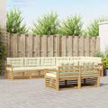 Outdoor-Sofagarnitur mit Kissen 8 pcs Weiß und Creme Polyester
