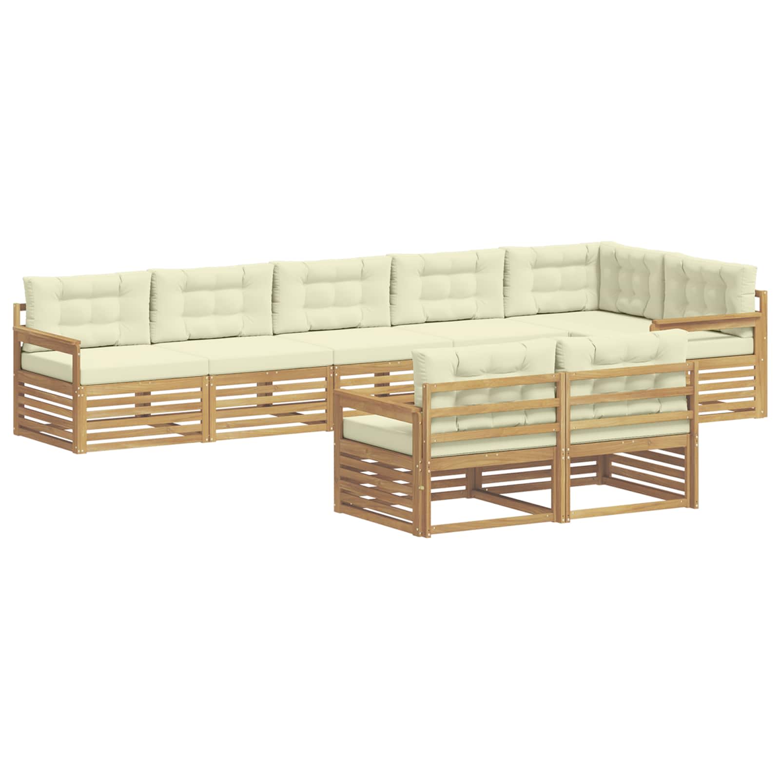 Outdoor-Sofagarnitur mit Kissen 8 pcs Weiß und Creme Polyester