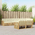 Outdoor-Sofagarnitur mit Kissen 8 pcs Weiß und Creme Polyester