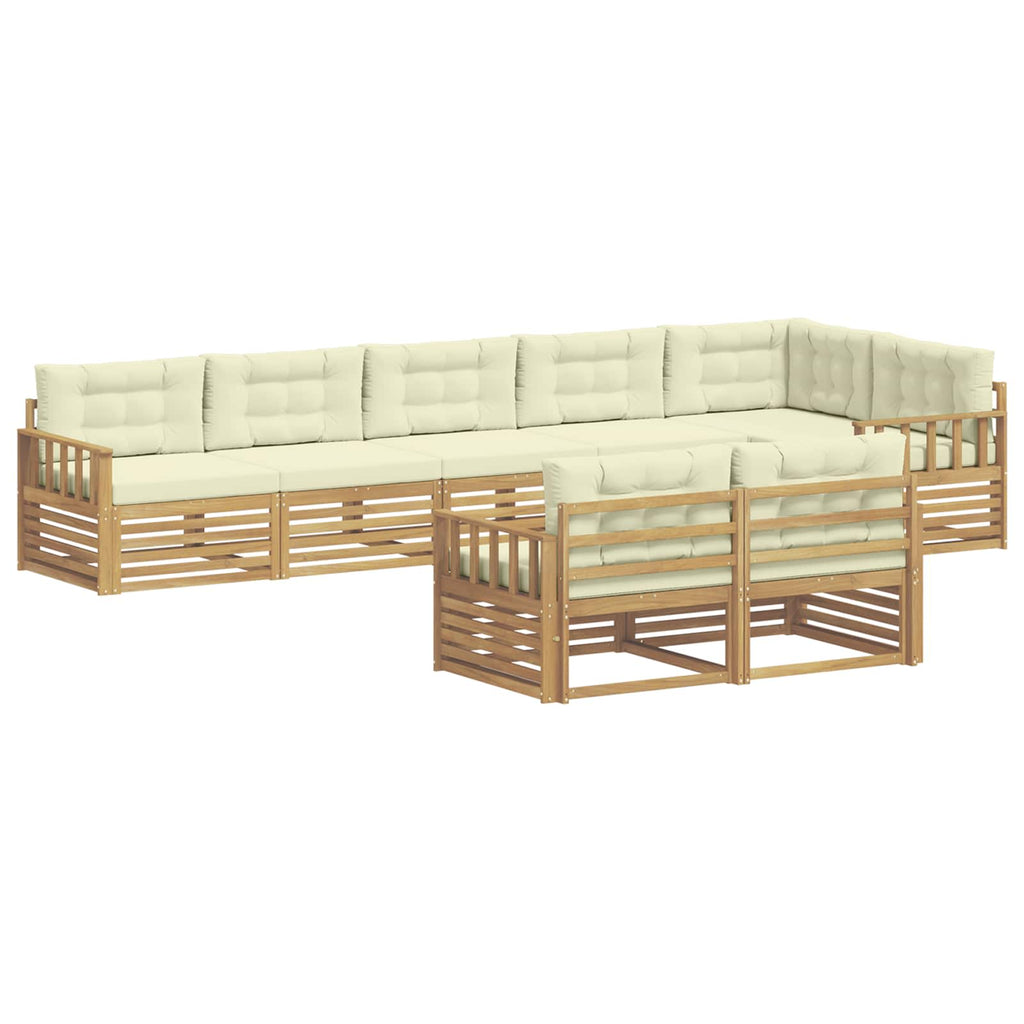 Outdoor-Sofagarnitur mit Kissen 8 pcs Weiß und Creme Polyester