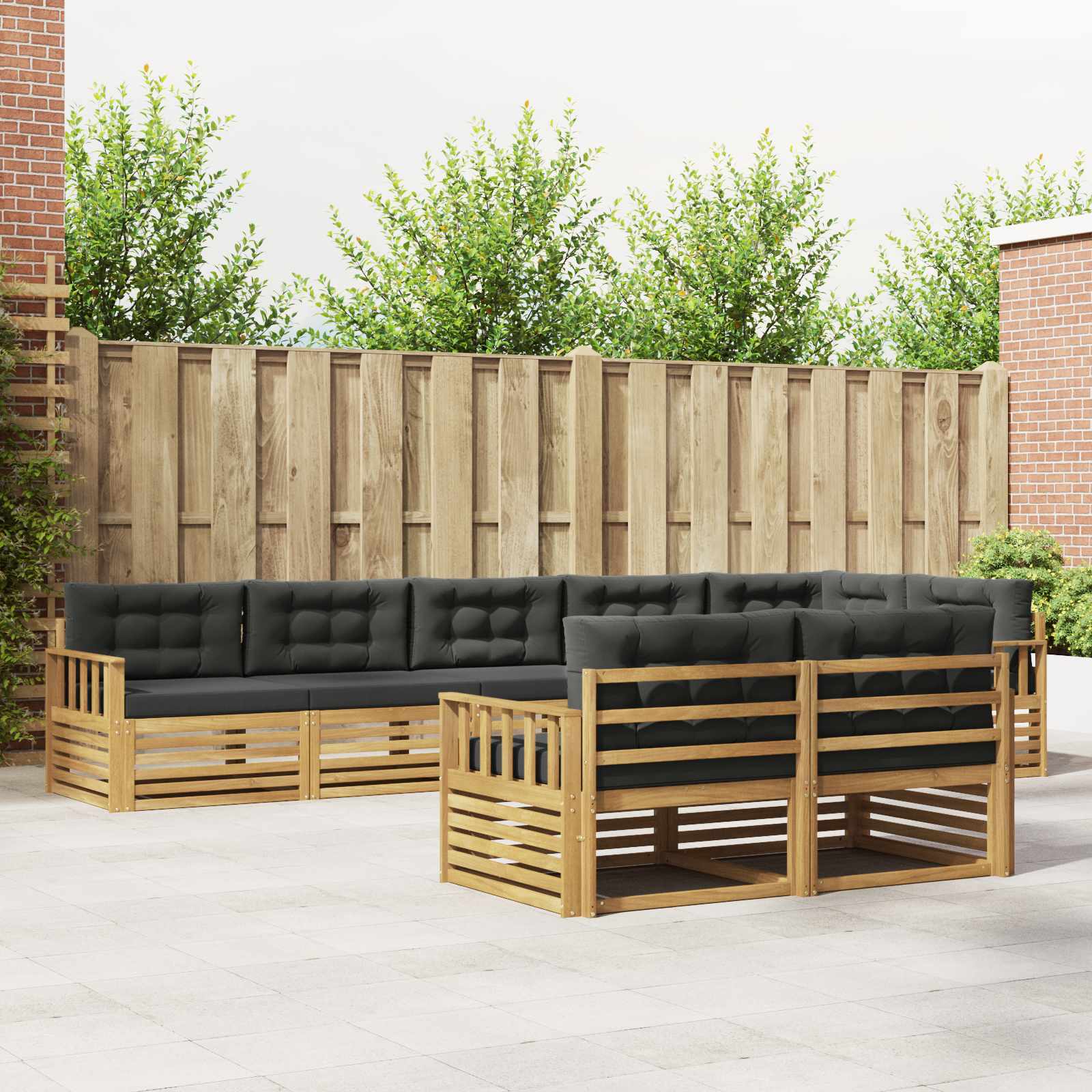 Outdoor-Sofagarnitur 8 pcs Weiß und Anthrazit Polyester