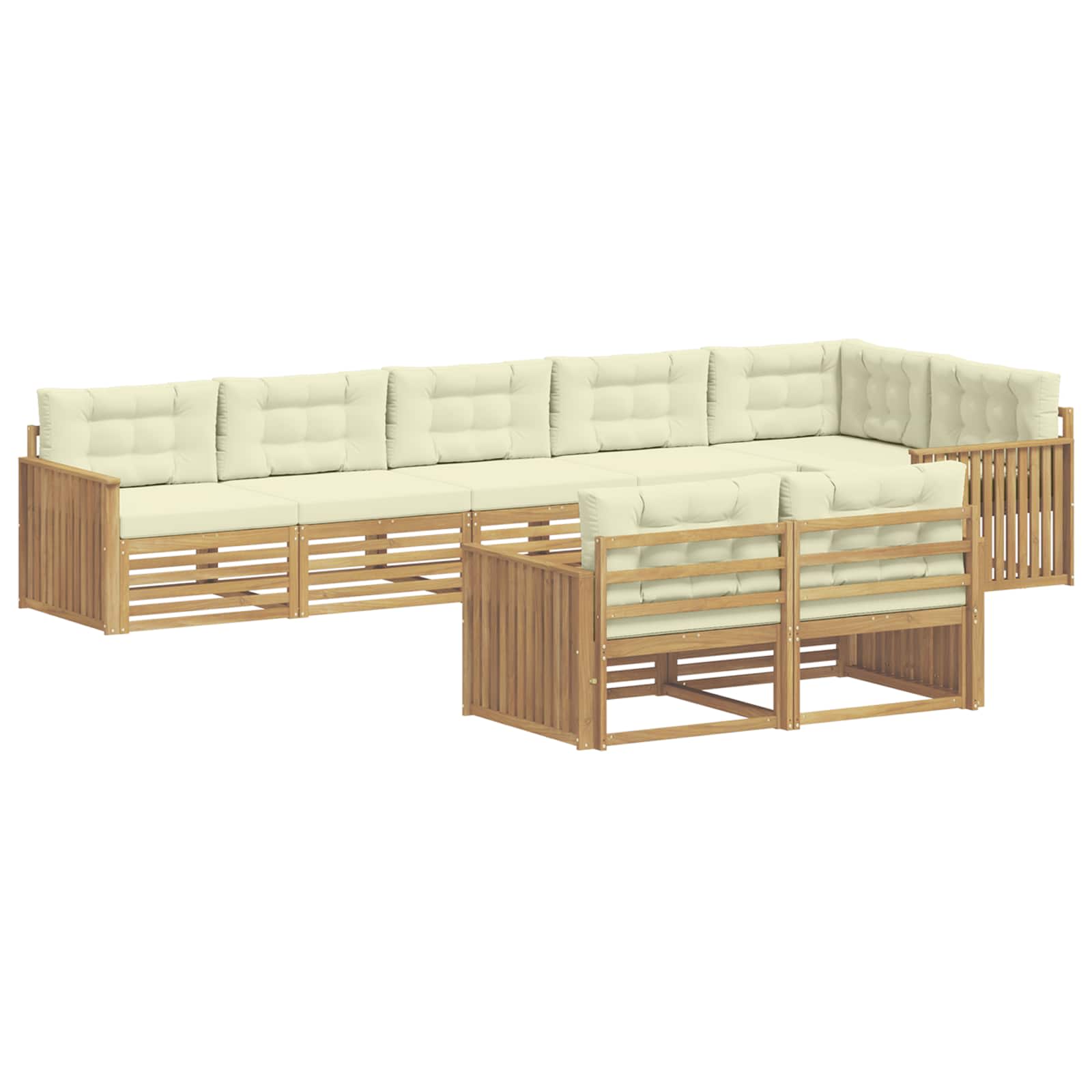 Outdoor-Sofagarnitur 8 pcs Weiß und Creme 406 x 168,5 x 73 cm