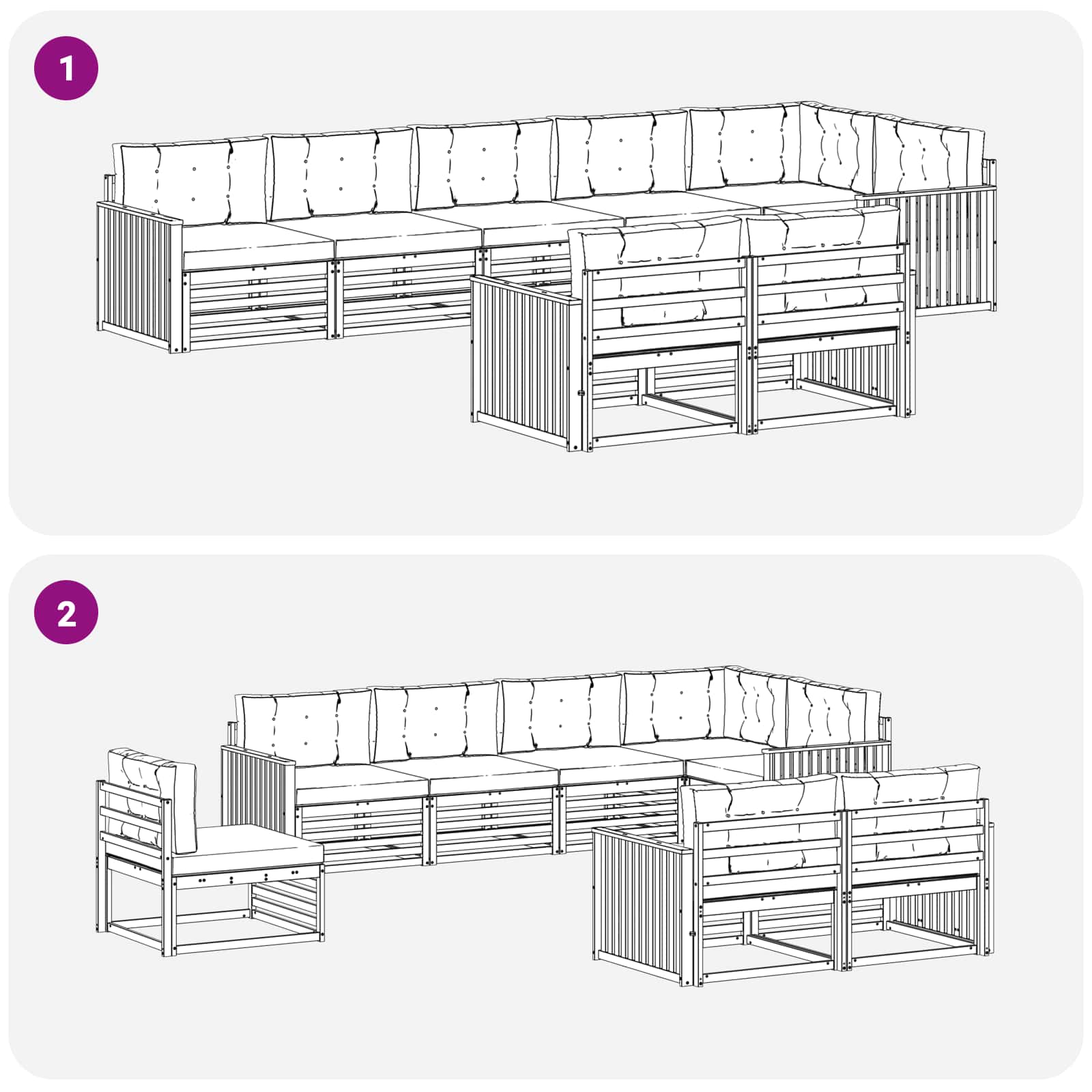 Outdoor-Sofagarnitur 8 pcs Weiß und Creme 406 x 168,5 x 73 cm
