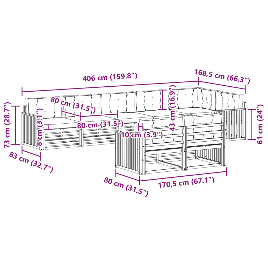 Outdoor-Sofagarnitur 8 pcs Weiß und Anthrazit