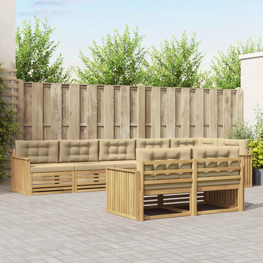 Outdoor-Sofagarnitur 8 pcs Weiß und Beige 406 x 168,5 x 73 cm