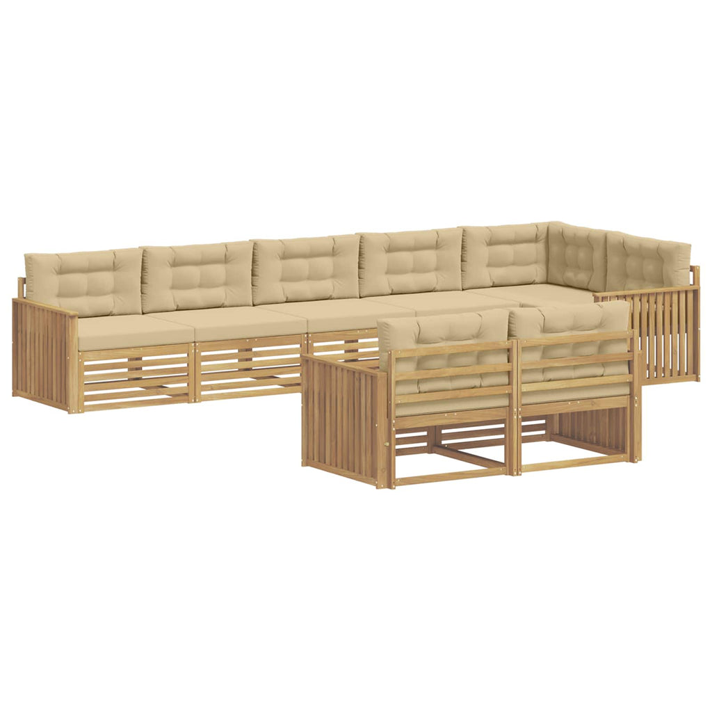 Outdoor-Sofagarnitur 8 pcs Weiß und Beige 406 x 168,5 x 73 cm