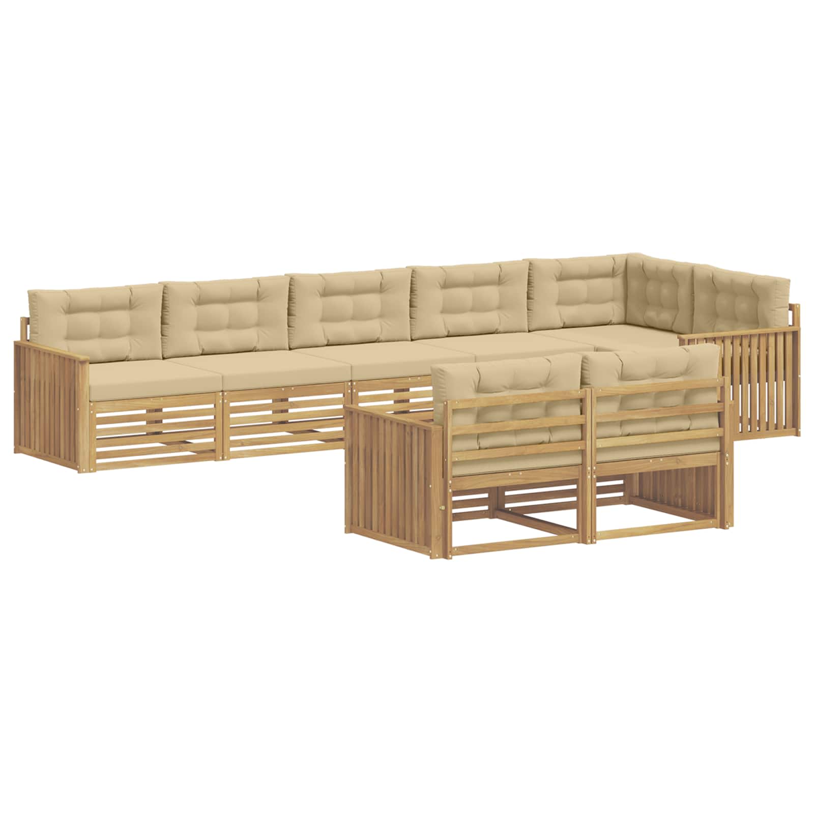Outdoor-Sofagarnitur 8 pcs Weiß und Beige 406 x 168,5 x 73 cm