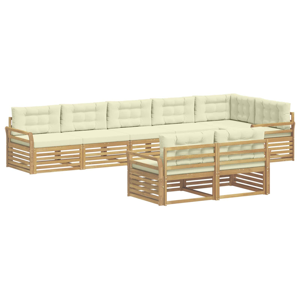 Outdoor-Sofagarnitur 8 pcs Weiß und Creme 408 x 170,5 x 73 cm