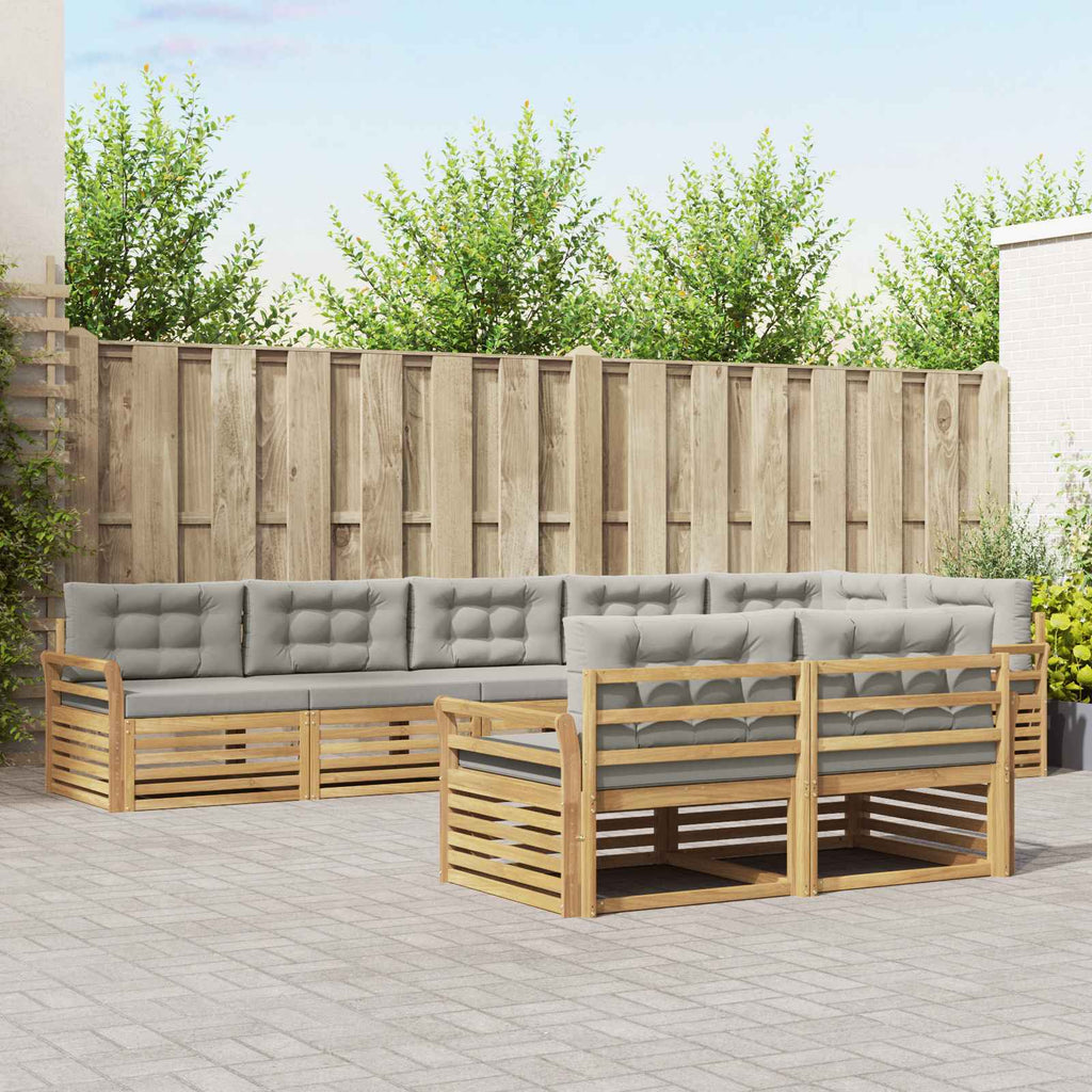 Outdoor-Sofagarnitur 8 pcs Weiß und Hellgrau