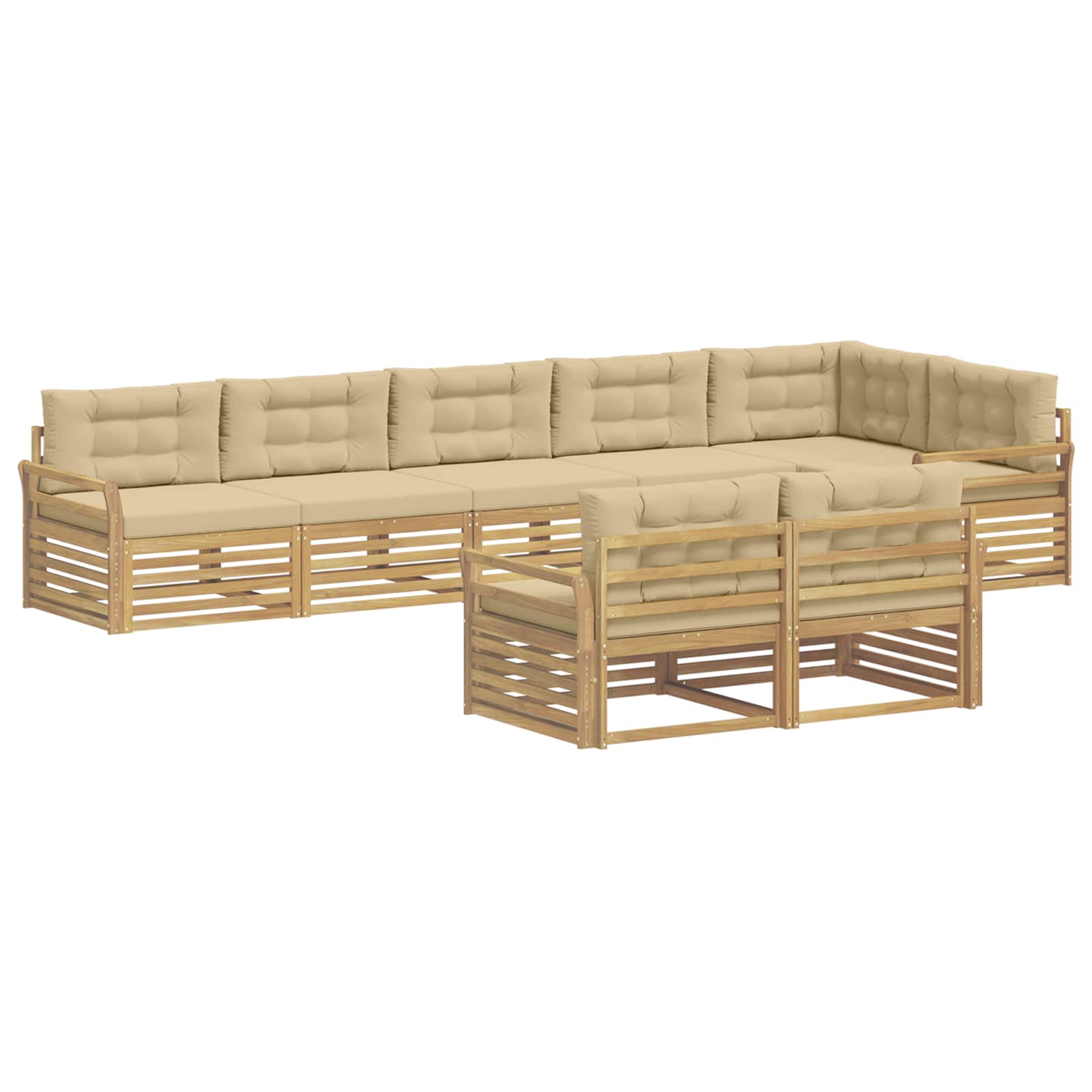 Outdoor-Sofagarnitur 8 pcs Weiß und Beige 408 x 170,5 x 73 cm