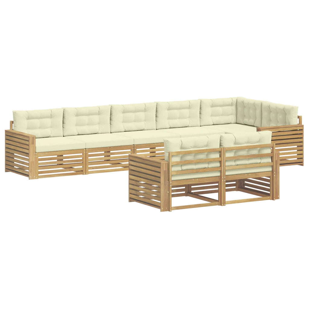 Outdoor-Sofagarnitur 8 pcs Weiß und Creme 410 x 172,5 x 73 cm