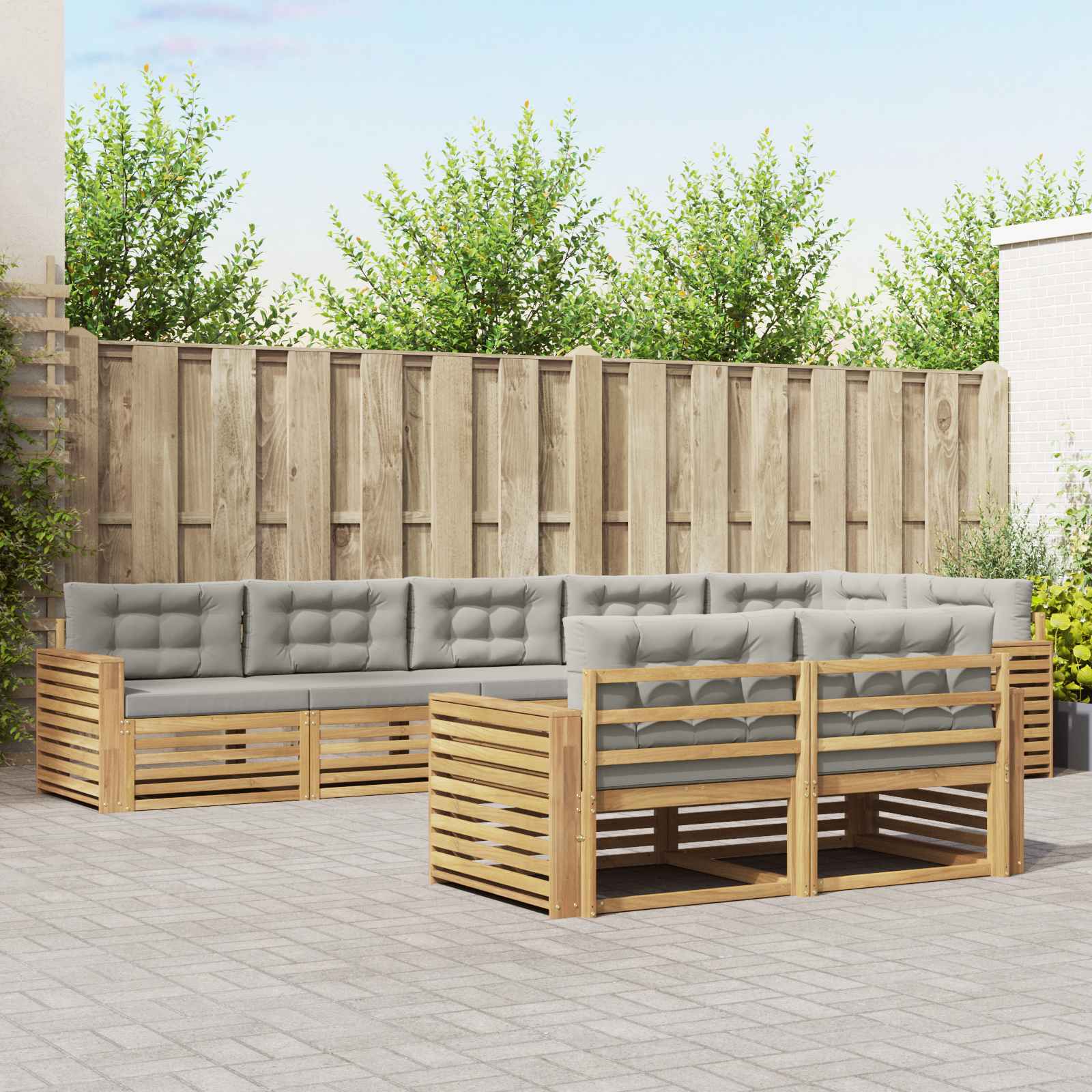 Outdoor-Sofagarnitur 8 pcs Weiß und Hellgrau