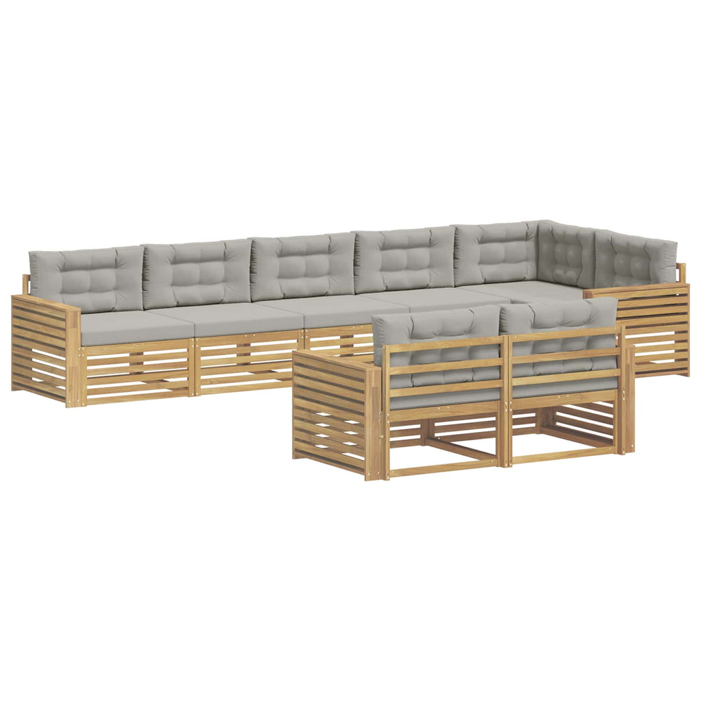 Outdoor-Sofagarnitur 8 pcs Weiß und Hellgrau