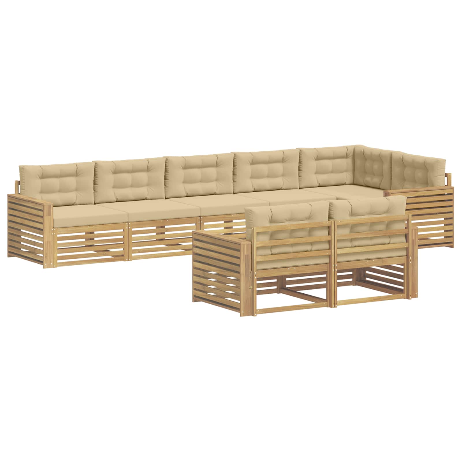 Outdoor-Sofagarnitur 8 pcs Weiß und Beige 410 x 172,5 x 73 cm