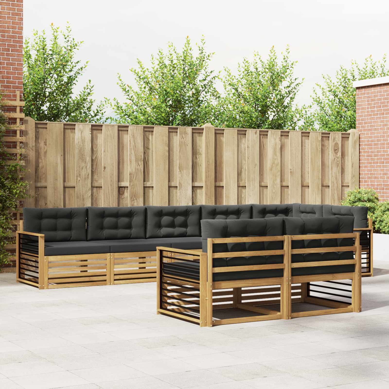 Outdoor-Sofagarnitur 8 pcs Weiß und Anthrazit Polyester