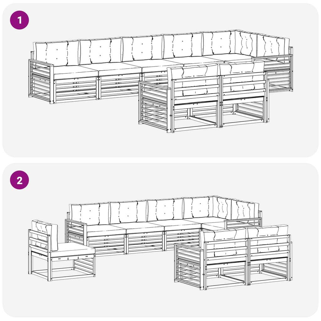 Outdoor-Sofagarnitur 8 pcs Weiß und Anthrazit Polyester