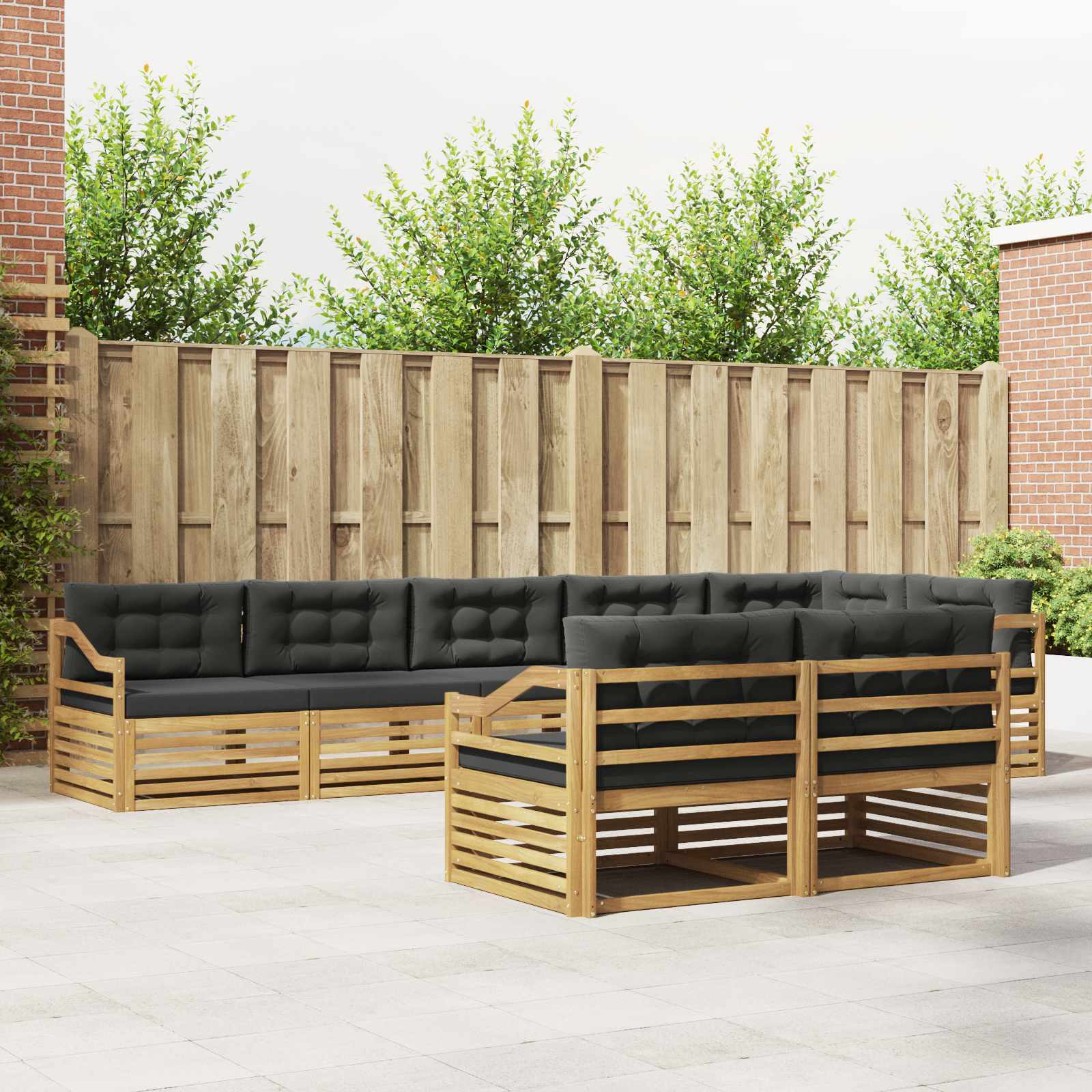 Outdoor-Sofagarnitur 8 pcs Weiß und Anthrazit Polyester