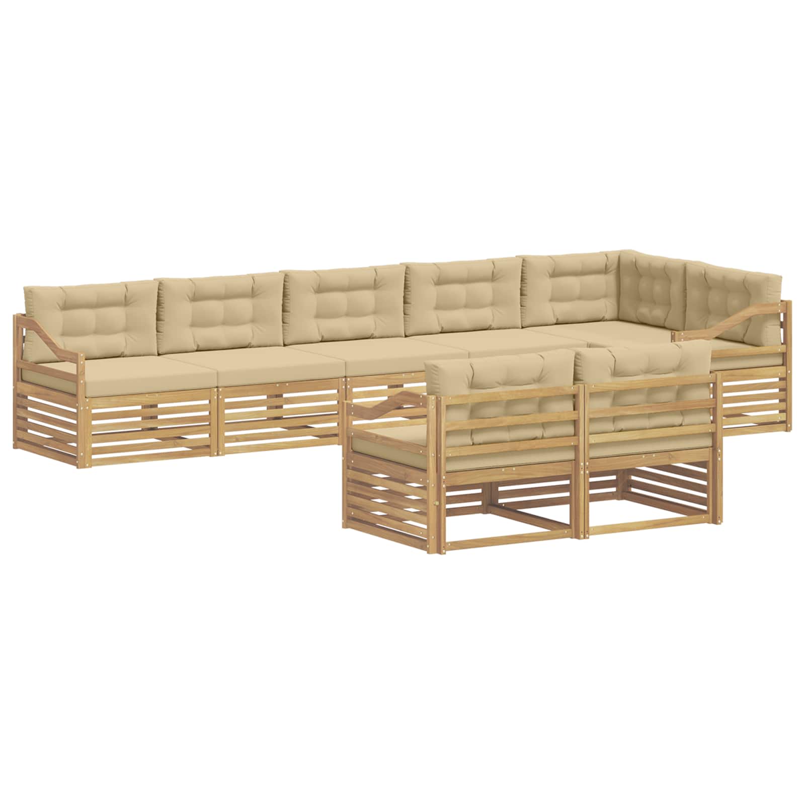 Outdoor-Sofagarnitur mit Kissen 8 pcs Weiß und Beige Polyester