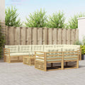Outdoor-Sofagarnitur mit Kissen 9 pcs Weiß und Creme