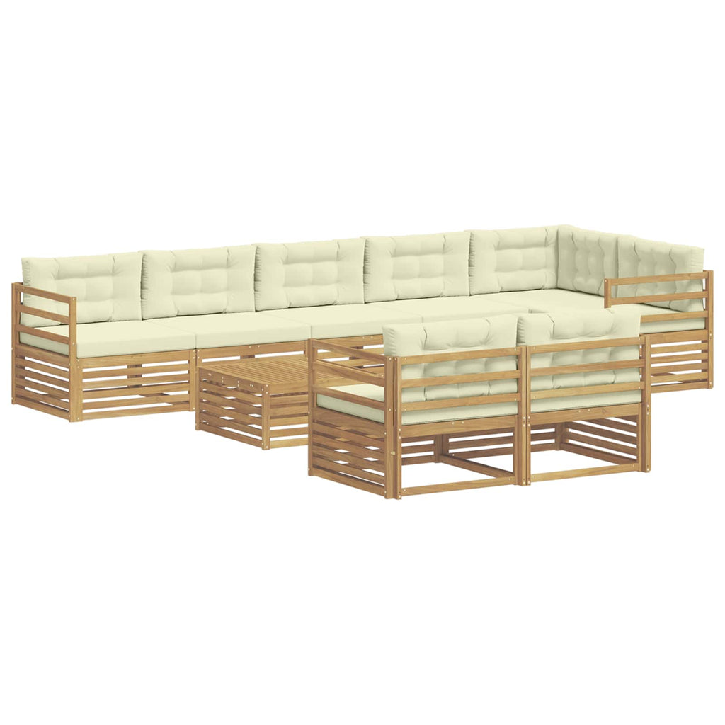 Outdoor-Sofagarnitur mit Kissen 9 pcs Weiß und Creme
