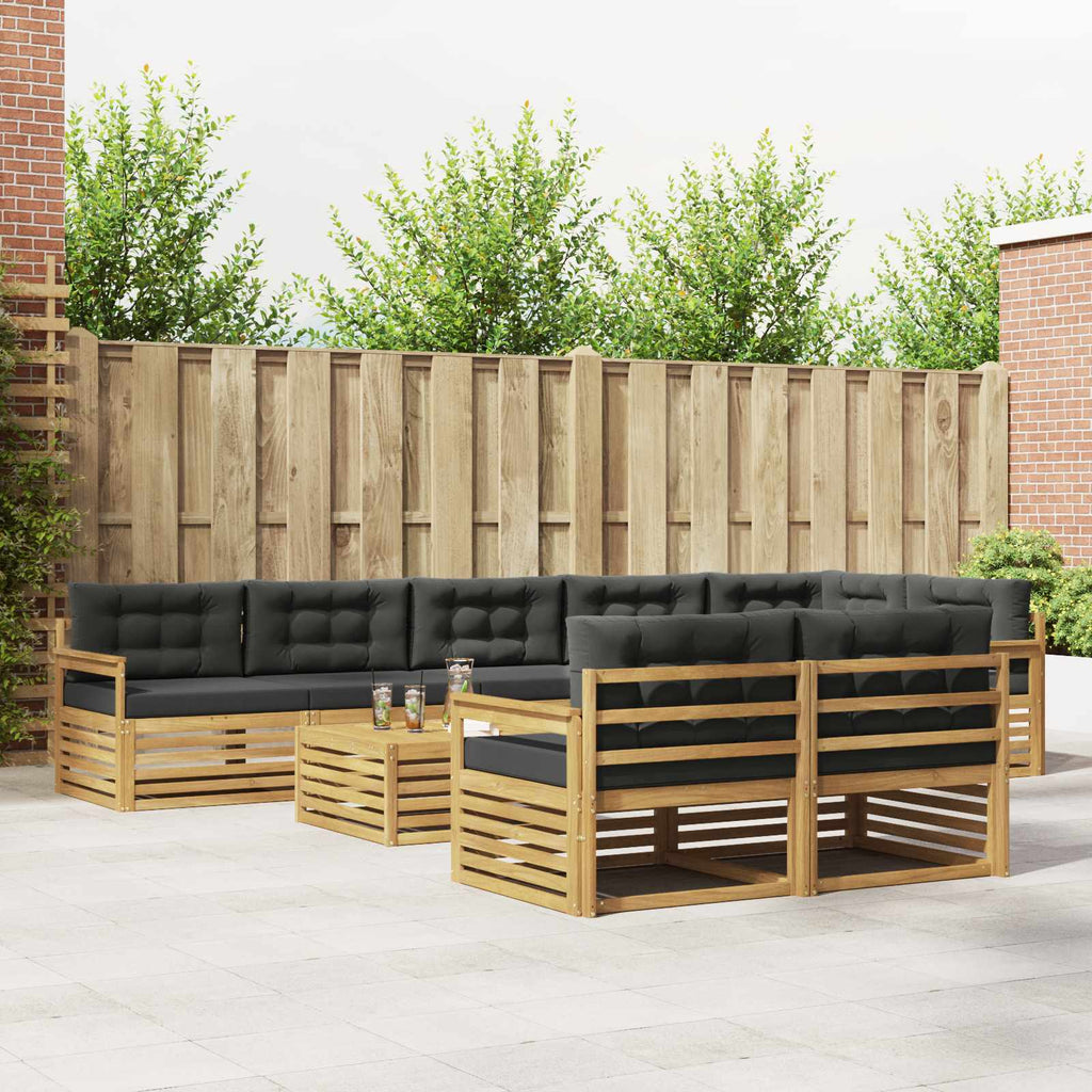 Outdoor-Sofagarnitur 9 pcs Weiß und Anthrazit Polyester