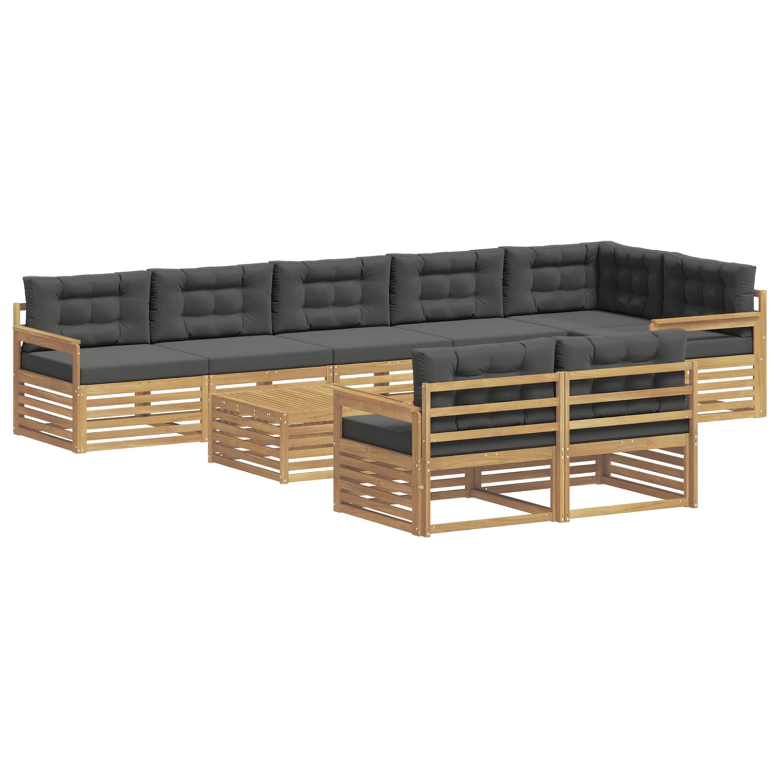 Outdoor-Sofagarnitur 9 pcs Weiß und Anthrazit Polyester