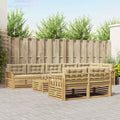 Outdoor-Sofagarnitur mit Kissen 9 pcs Weiß und Beige Polyester