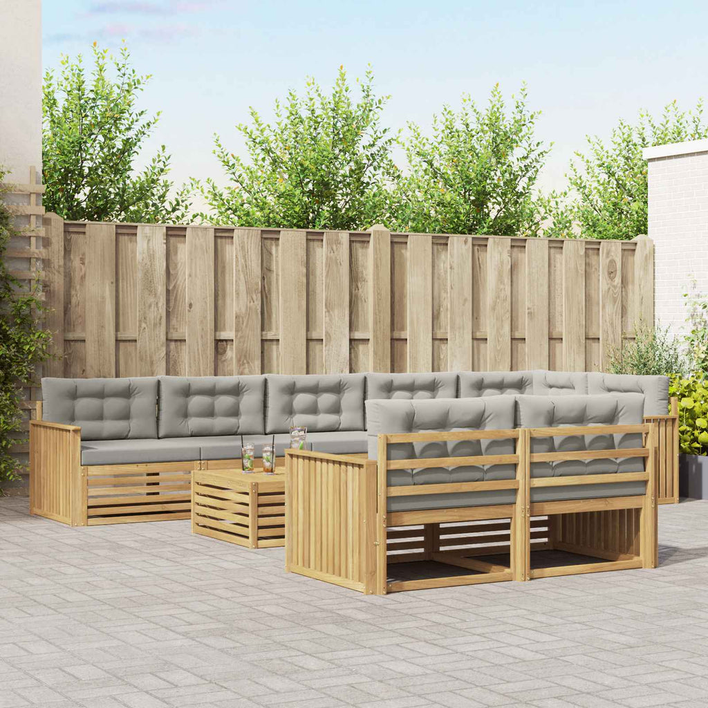 Outdoor-Sofagarnitur 9 pcs Weiß und Hellgrau 79 x 79 x 37 cm