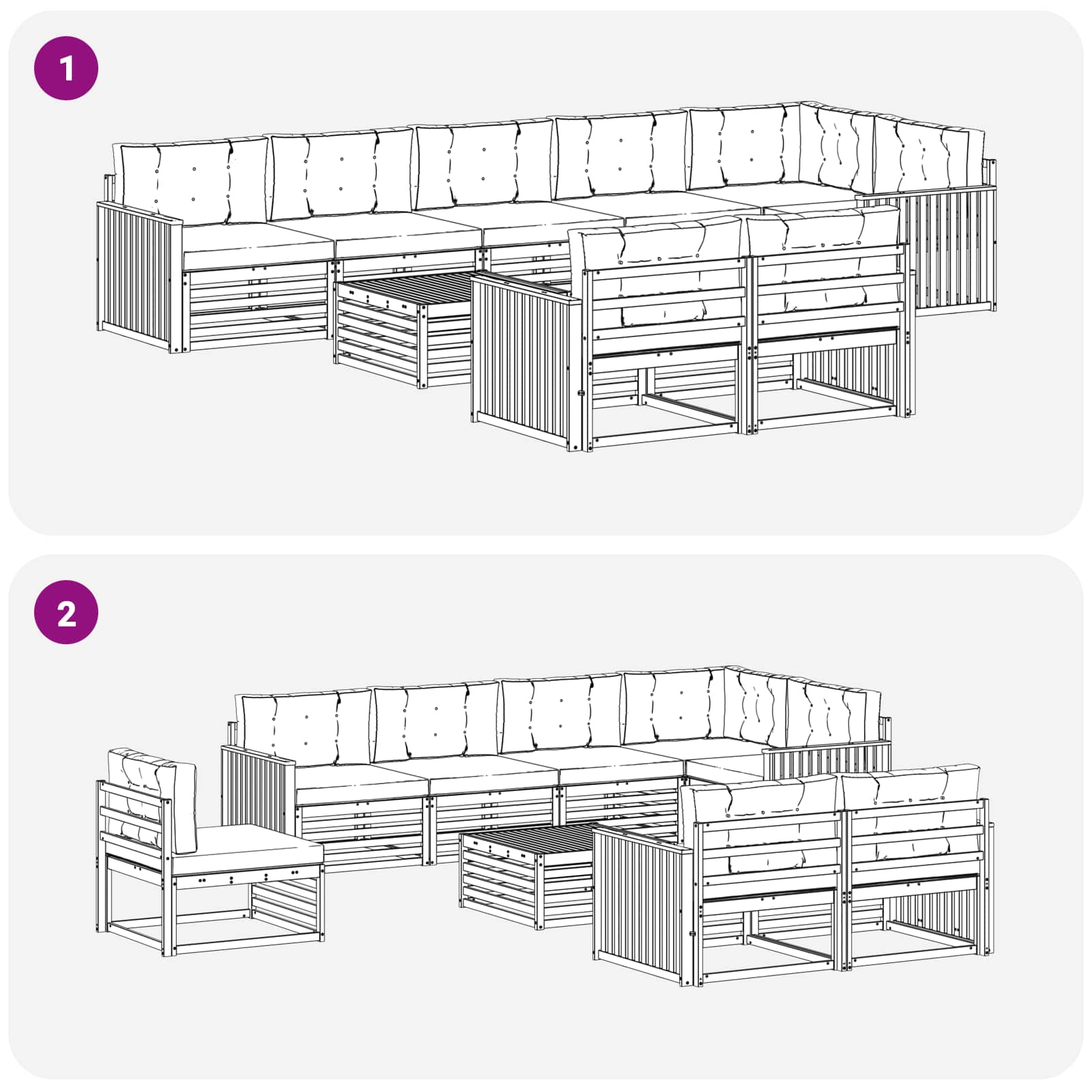 Outdoor-Sofagarnitur 9 pcs Weiß und Anthrazit 79 x 79 x 37 cm