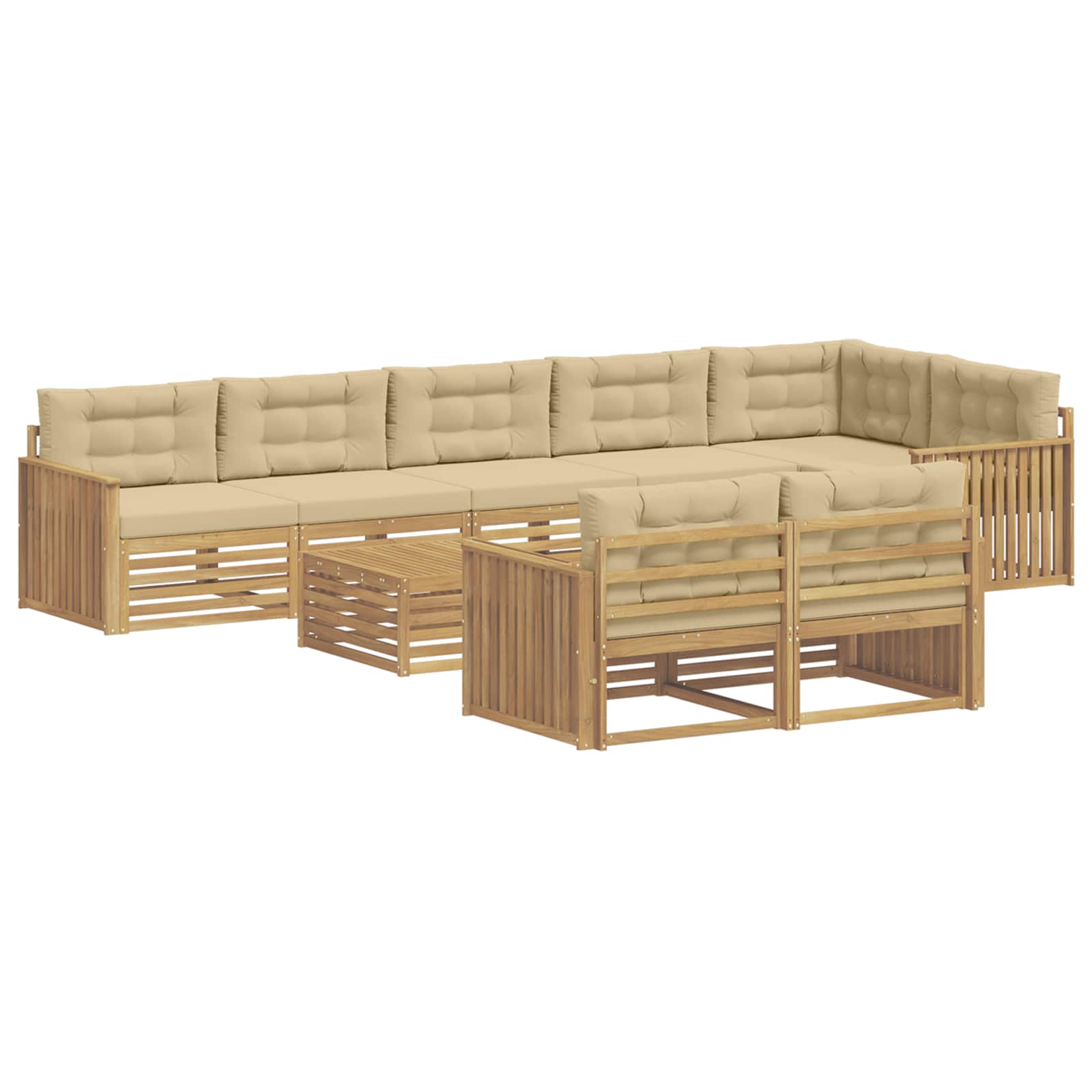 Outdoor-Sofagarnitur 9 pcs Weiß und Beige 79 x 79 x 37 cm