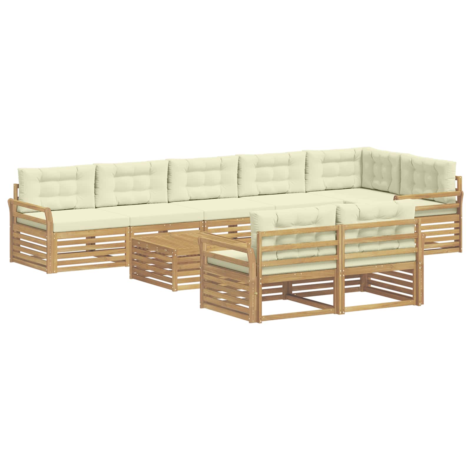 Outdoor-Sofagarnitur 9 pcs Weiß und Creme 79 x 79 x 37 cm
