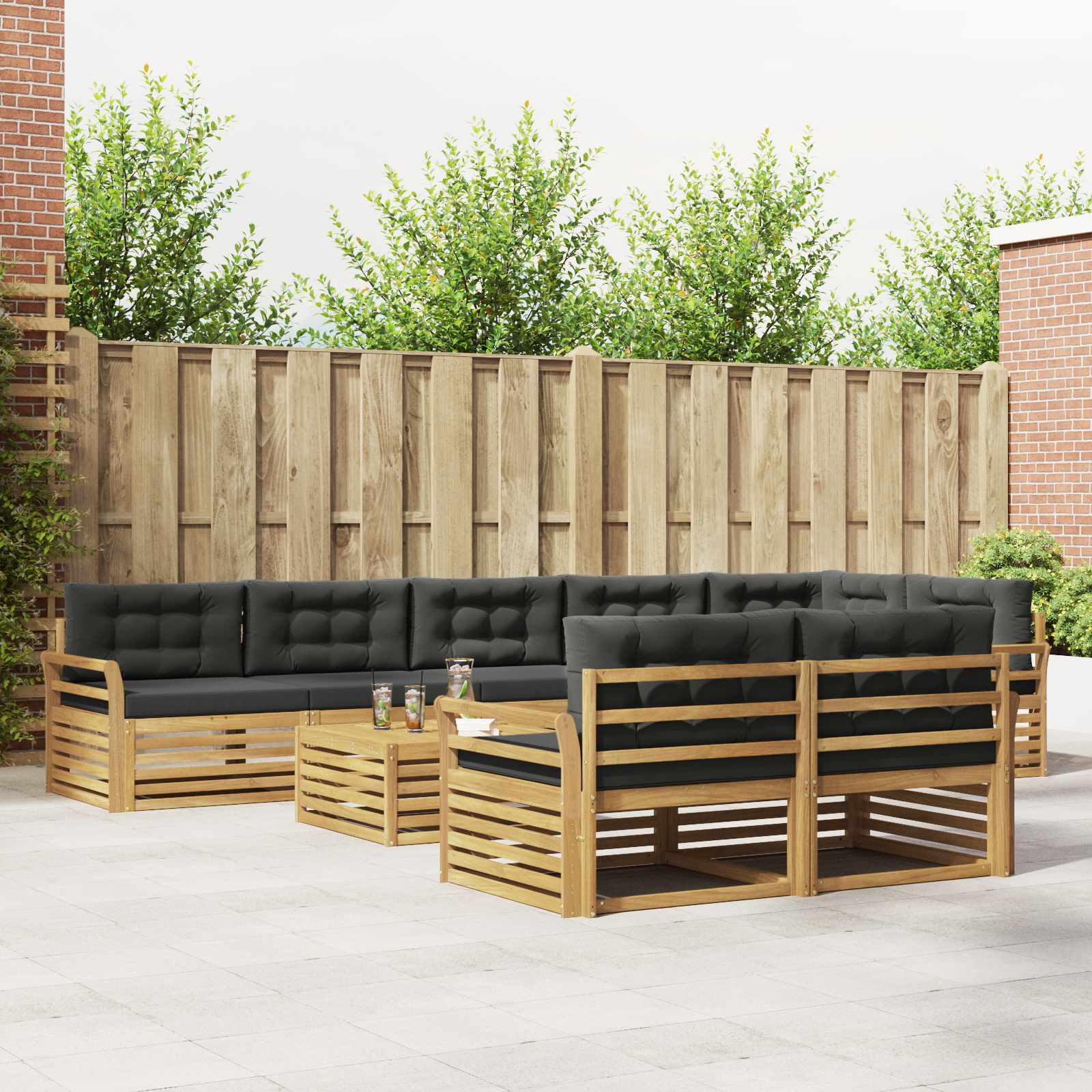 Outdoor-Sofagarnitur 9 pcs Weiß und Anthrazit 79 x 79 x 37 cm