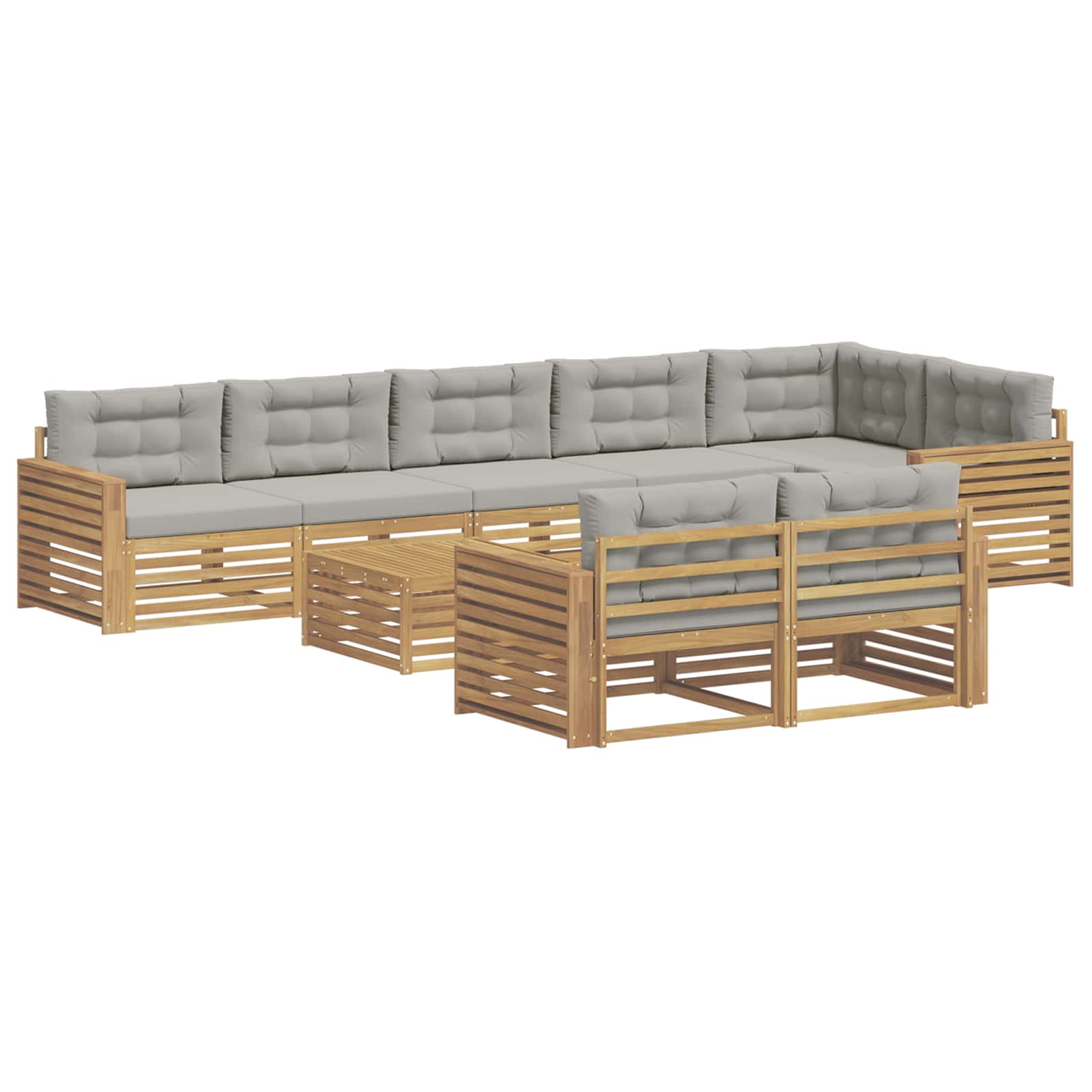 Outdoor-Sofagarnitur 9 pcs Weiß und Hellgrau 79 x 79 x 37 cm