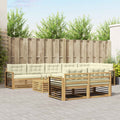 Outdoor-Sofagarnitur mit Kissen 9 pcs Weiß und Creme Polyester