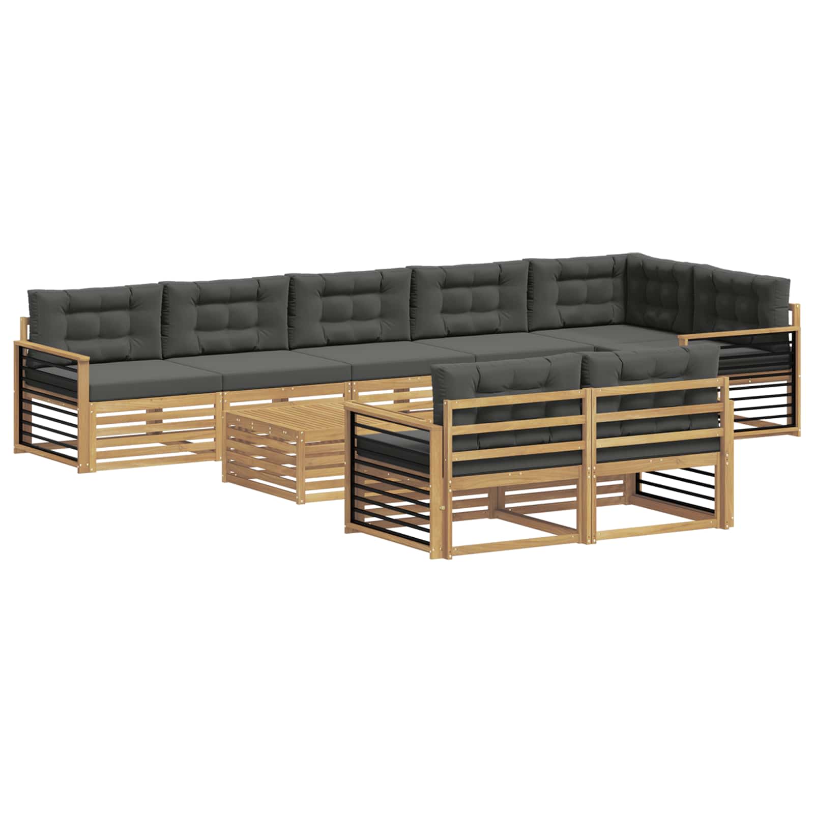 Outdoor-Sofagarnitur 9 pcs Weiß und Anthrazit Polyester