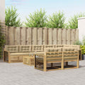 Outdoor-Sofagarnitur mit Kissen 9 pcs Weiß und Beige Polyester