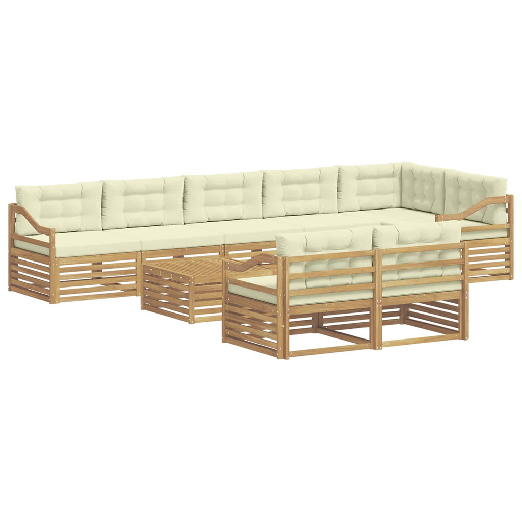 Outdoor-Sofagarnitur mit Kissen 9 pcs Weiß und Creme