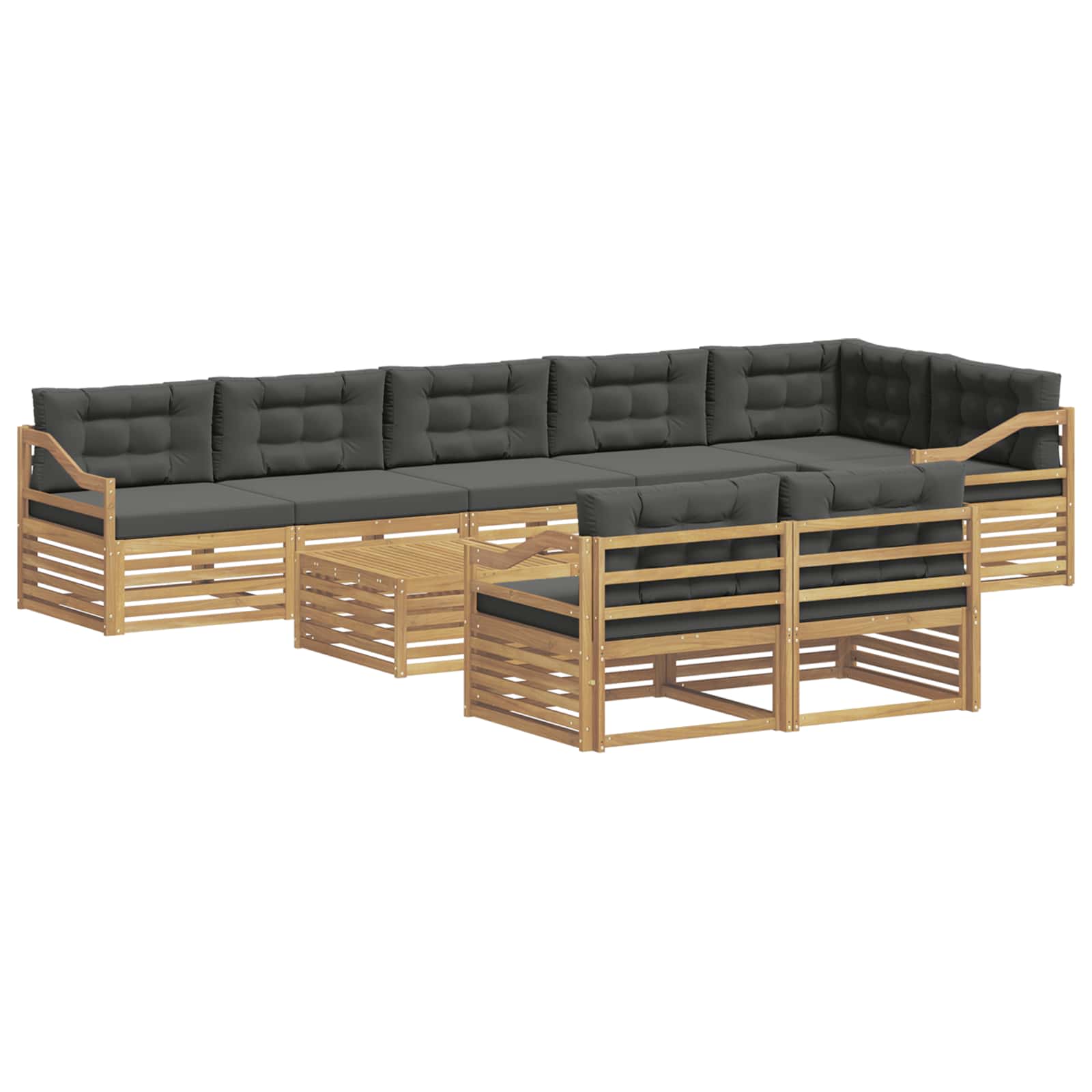Outdoor-Sofagarnitur mit Kissen 9 pcs Weiß und Anthrazit